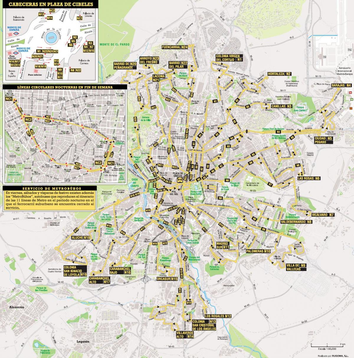 autobus ibilbide Madrid mapa