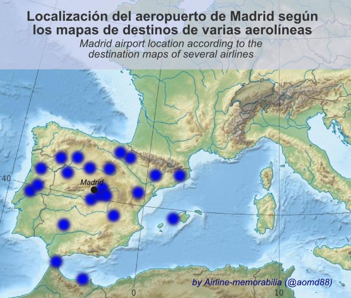 mapa Madrilgo aireportuan helmuga