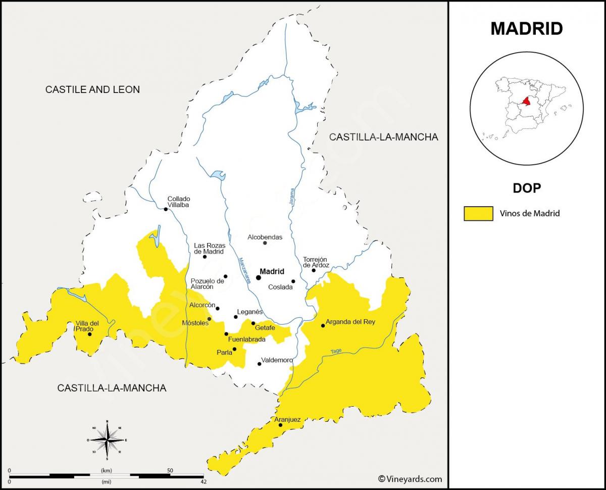 mapa Madrilgo eskualdean