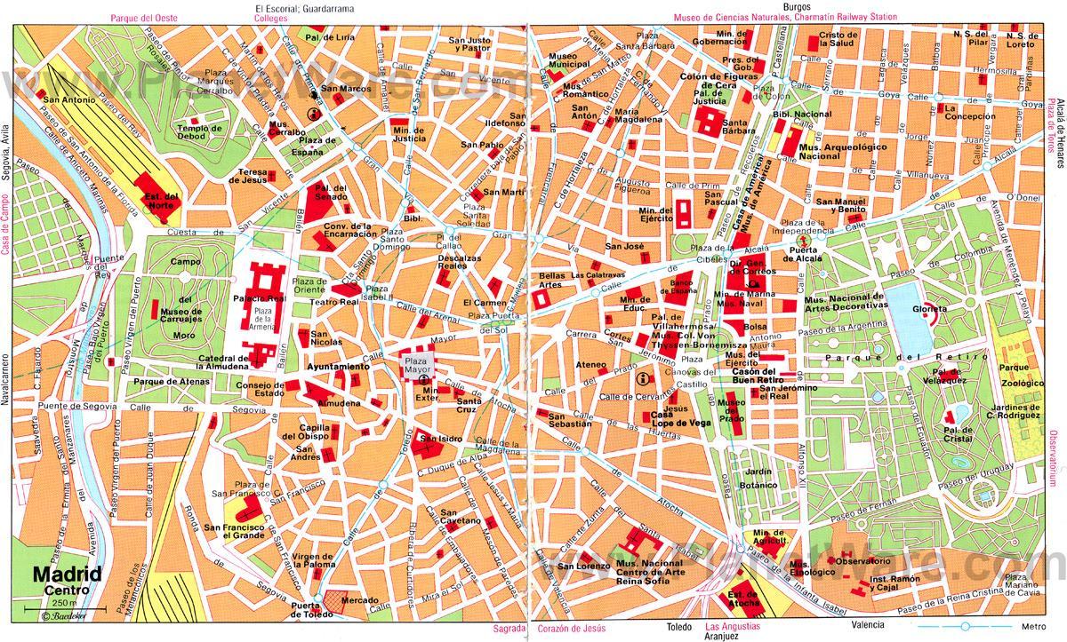 Madril Espainia hiriaren erdigunean mapa