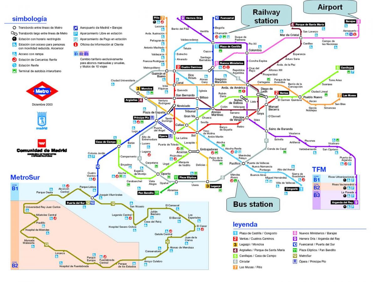 Madrilgo tren geltokia mapa